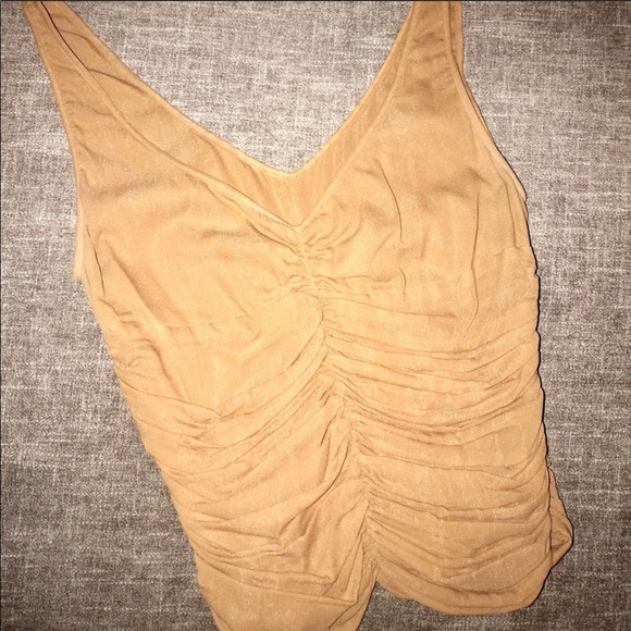 Luca Luca by Luca Orlandi Vintage Nude Ruched Top - Picture 1 of 7